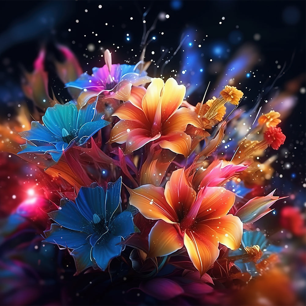 Diamond Painting - Full Round - glow-in-the-dark flowers (30*30CM)