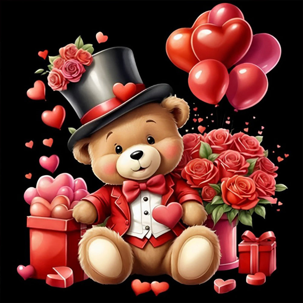 Diamond Painting - Full Round - love rose bear (30*30CM)