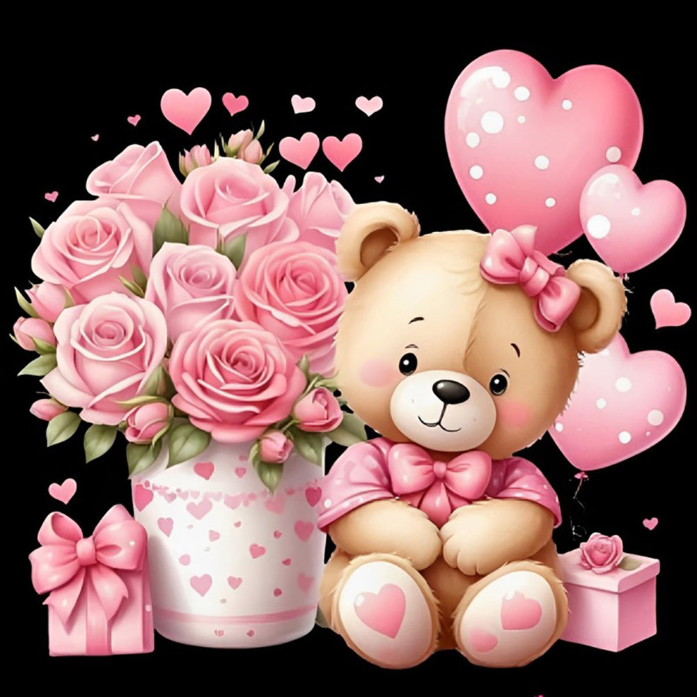 Diamond Painting - Full Round - love rose bear (30*30CM)