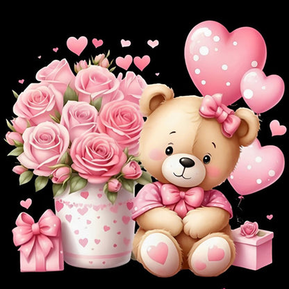Diamond Painting - Full Round - love rose bear (30*30CM)