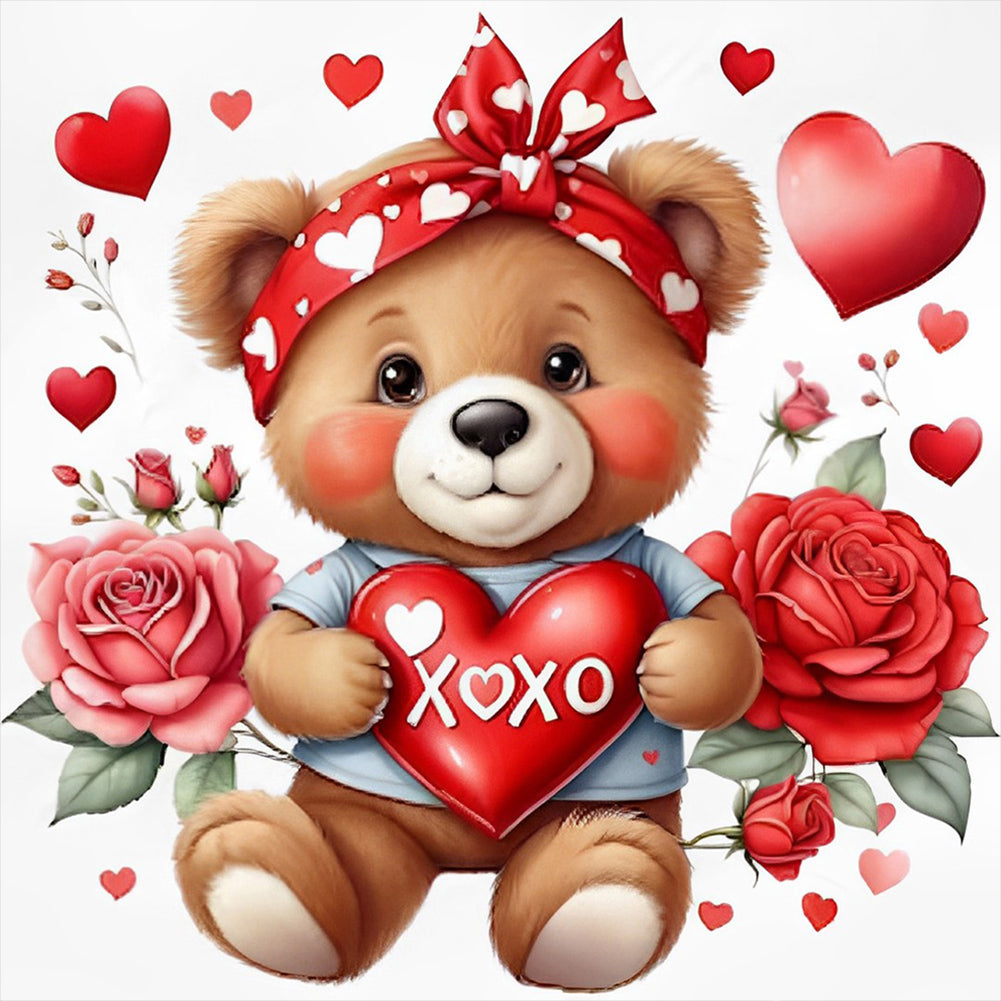 Diamond Painting - Full Round - love rose bear (30*30CM)