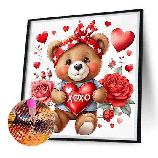 Diamond Painting - Full Round - love rose bear (30*30CM)