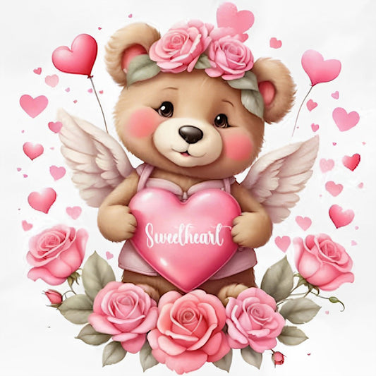 Diamond Painting - Full Round - love rose bear (30*30CM)