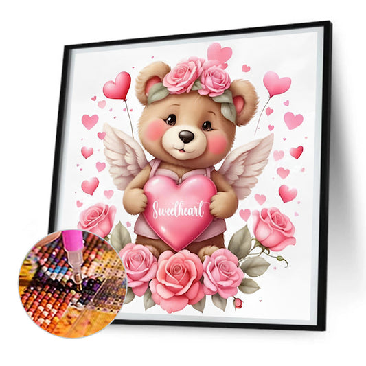 Diamond Painting - Full Round - love rose bear (30*30CM)