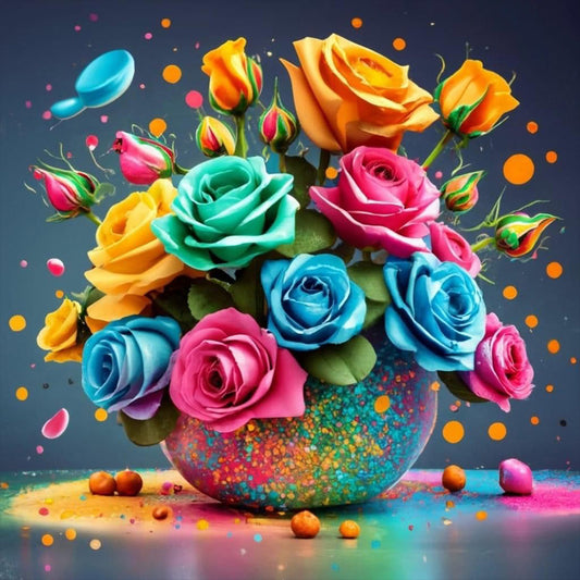 Diamond Painting - Full Round - Colorful love roses (30*30CM)