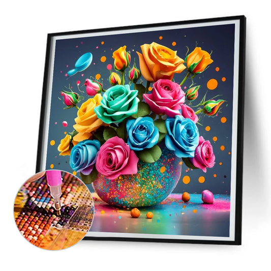 Diamond Painting - Full Round - Colorful love roses (30*30CM)
