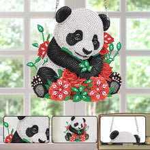 Load image into Gallery viewer, Acrylic Single-Sided 5D DIY Diamond Painting Hanging Pendant (Panda and Roses)
