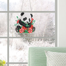 Load image into Gallery viewer, Acrylic Single-Sided 5D DIY Diamond Painting Hanging Pendant (Panda and Roses)
