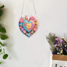 Load image into Gallery viewer, Acrylic Single-Sided 5D DIY Diamond Painting Hanging Pendant (Heart and Flowers)
