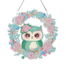 Load image into Gallery viewer, Acrylic Single-Sided 5D DIY Diamond Painting Hanging Pendant (Wreath Owl)
