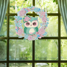 Load image into Gallery viewer, Acrylic Single-Sided 5D DIY Diamond Painting Hanging Pendant (Wreath Owl)
