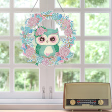 Load image into Gallery viewer, Acrylic Single-Sided 5D DIY Diamond Painting Hanging Pendant (Wreath Owl)
