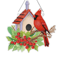 Load image into Gallery viewer, Acrylic Single-Sided DIY Diamond Painting Hanging Pendant (Bird House Cardinal)
