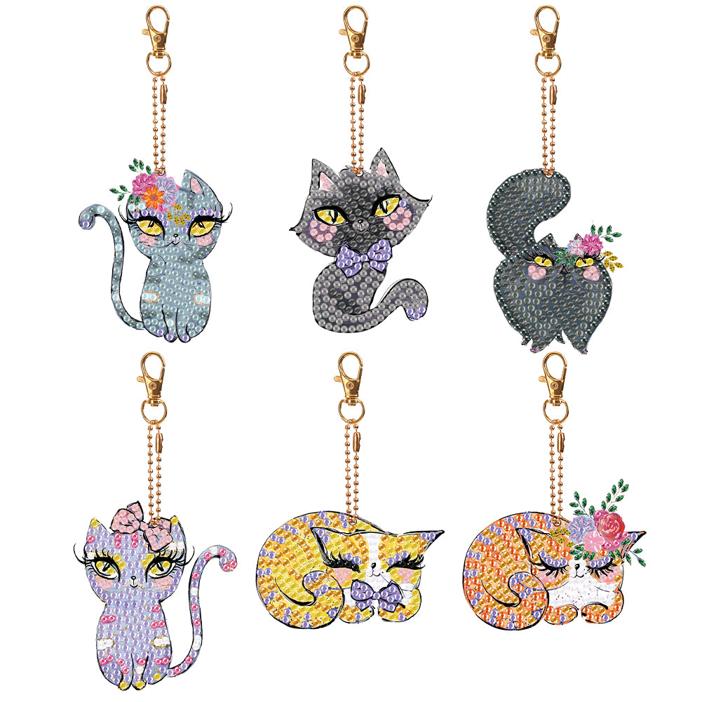 6 PCS Butterfly Double Sided Special Shape Diamond Painting Keychain Pendant