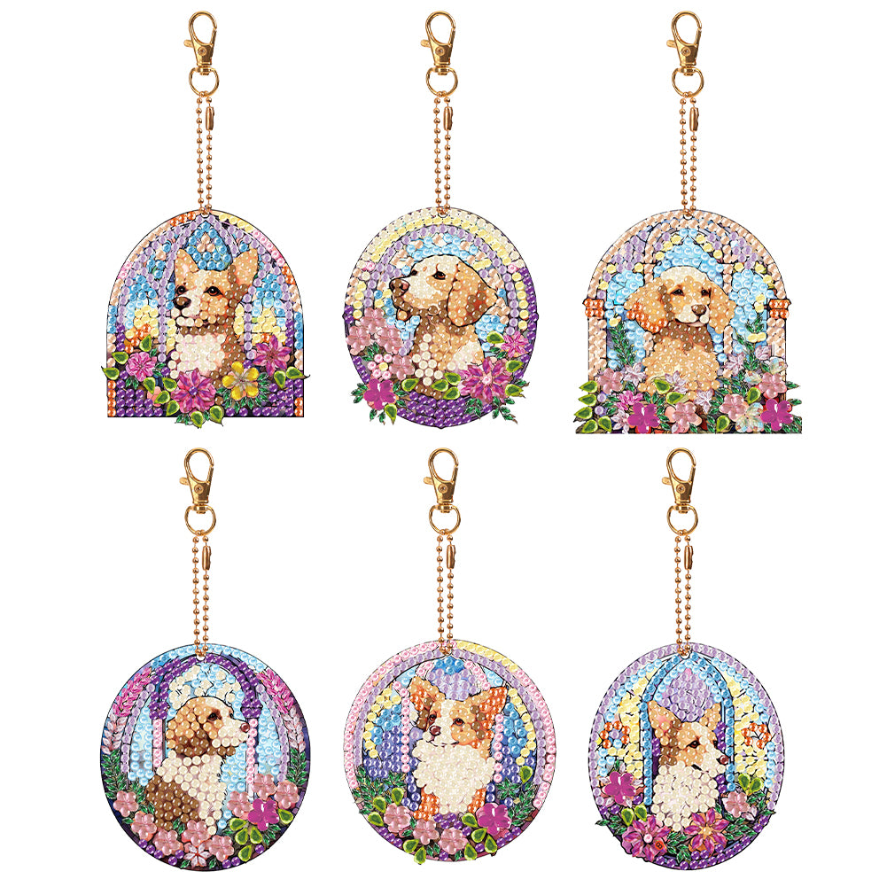6 PCS Butterfly Double Sided Special Shape Diamond Painting Keychain Pendant