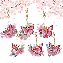 Load image into Gallery viewer, 6 PCS Butterfly Double Sided Special Shape Diamond Painting Keychain Pendant
