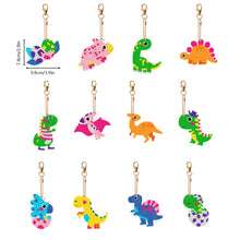 Load image into Gallery viewer, 12PCS Cartoon Dinosaur Double Sided Diamond Painting Keychain for Beginner Adult
