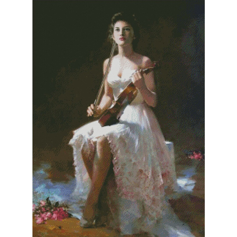 Diamond Painting - Full Round - girl playing violin (40*55CM)