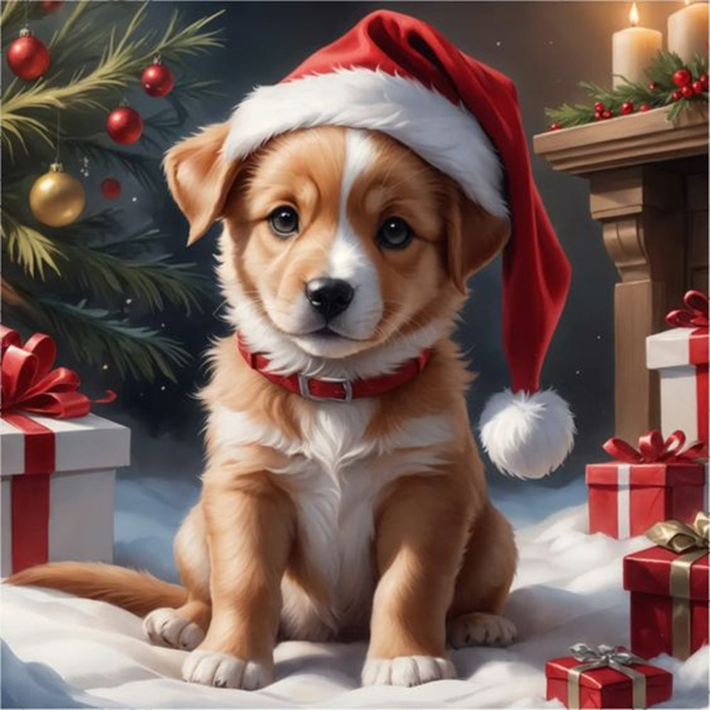 Diamond Painting - Full Round - Christmas puppy (30*30CM)