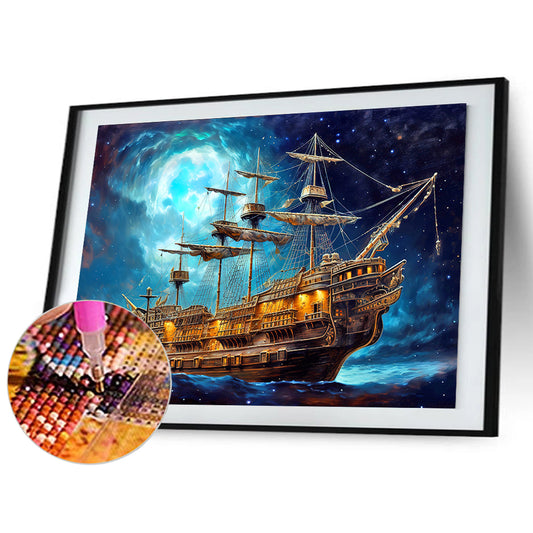 Diamond Painting - Full Round - sea sailing boat (40*30CM)