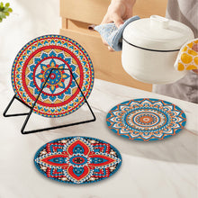 Load image into Gallery viewer, 4 PCS Acrylic Mandala Diamond Painted Placemat Eco-Friendly Placemat with Holder
