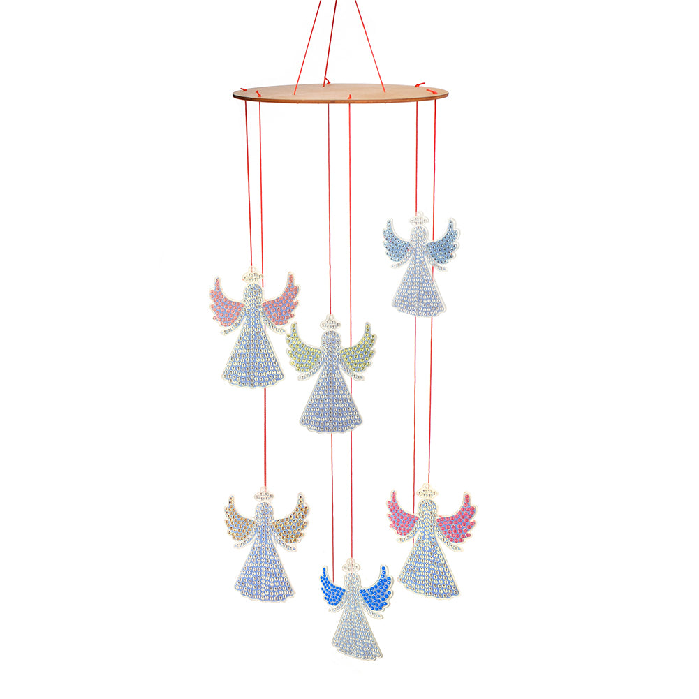 Double Sided Diamond Art Hanging Pendant Feather Wind Chime for Home Wall Decor