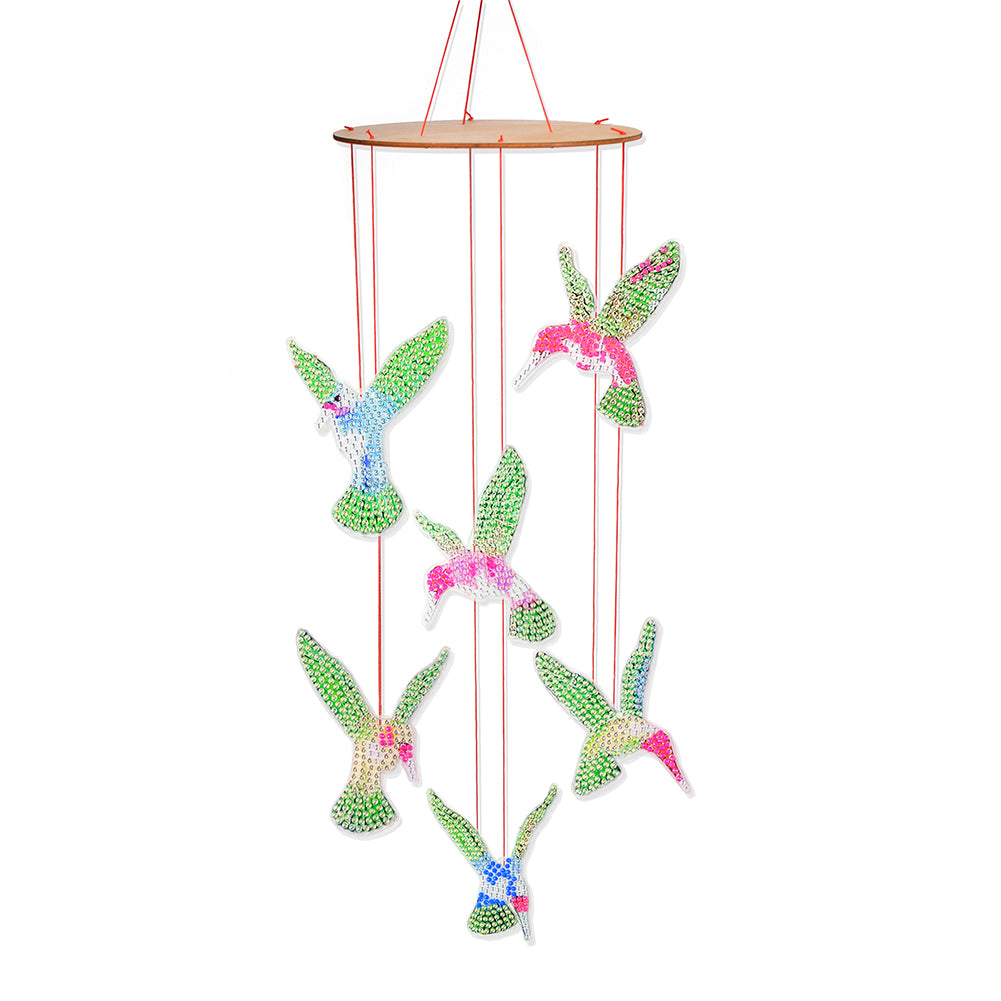 Double Sided Diamond Art Hanging Pendant Feather Wind Chime for Home Wall Decor