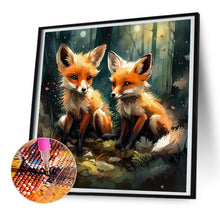 Load image into Gallery viewer, Diamond Painting - Full Round - A pair of red foxes in the forest (30*30CM)
