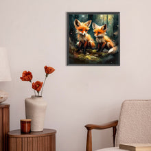 Load image into Gallery viewer, Diamond Painting - Full Round - A pair of red foxes in the forest (30*30CM)
