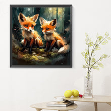 Load image into Gallery viewer, Diamond Painting - Full Round - A pair of red foxes in the forest (30*30CM)
