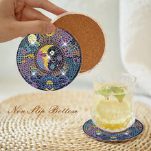 Load image into Gallery viewer, 8 PCS Acrylic Moonlit Scene Diamond Painting Art Crafts Coaster Kit with Holder
