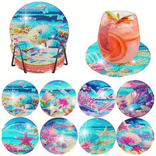Load image into Gallery viewer, 8 PCS Acrylic Moonlit Scene Diamond Painting Art Crafts Coaster Kit with Holder
