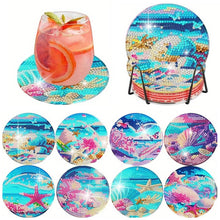 Load image into Gallery viewer, 8 PCS Acrylic Moonlit Scene Diamond Painting Art Crafts Coaster Kit with Holder
