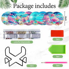 Load image into Gallery viewer, 8 PCS Acrylic Moonlit Scene Diamond Painting Art Crafts Coaster Kit with Holder
