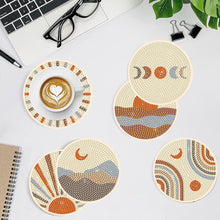 Load image into Gallery viewer, 8 Pcs Acrylic Diamond Painting Art Coasters Kit with Holder (Simple Sun Moon)
