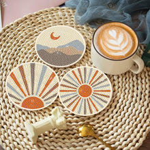 Load image into Gallery viewer, 8 Pcs Acrylic Diamond Painting Art Coasters Kit with Holder (Simple Sun Moon)

