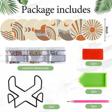 Load image into Gallery viewer, 8 Pcs Acrylic Diamond Painting Art Coasters Kit with Holder (Simple Sun Moon)
