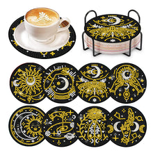 Load image into Gallery viewer, 8 Pcs Acrylic Diamond Painting Art Coasters Kit with Holder (Sun Moon Magic)

