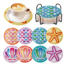 Load image into Gallery viewer, 8 Pcs Acrylic Diamond Painting Art Coasters Kit with Holder (Ocean Pattern)
