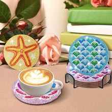 Load image into Gallery viewer, 8 Pcs Acrylic Diamond Painting Art Coasters Kit with Holder (Ocean Pattern)
