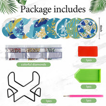 Load image into Gallery viewer, 8 Pcs Acrylic Diamond Painting Art Coasters Kit with Holder (Aquatic Plants)
