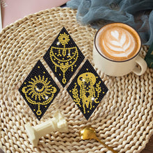 Load image into Gallery viewer, 8 PCS Acrylic Black Gold Pattern Diamond Painting Coasters for Adults Beginner
