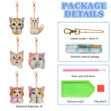 Load image into Gallery viewer, 6 PCS Double Sided Special Shape Diamond Painting Keychain Pendant (Cute Cat)

