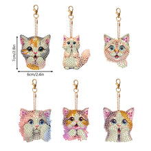 Load image into Gallery viewer, 6 PCS Double Sided Special Shape Diamond Painting Keychain Pendant (Cute Cat)
