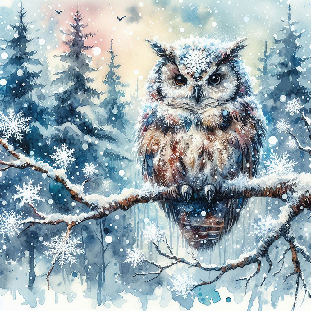 Diamond Painting - Full Round - snowy owl (30*30CM)