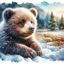 Load image into Gallery viewer, Diamond Painting - Full Round - grizzly bear in snow (30*30CM)
