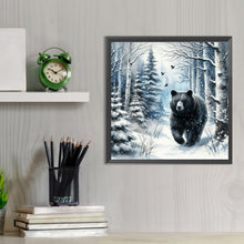Load image into Gallery viewer, Diamond Painting - Full Round - black bear in snow (30*30CM)
