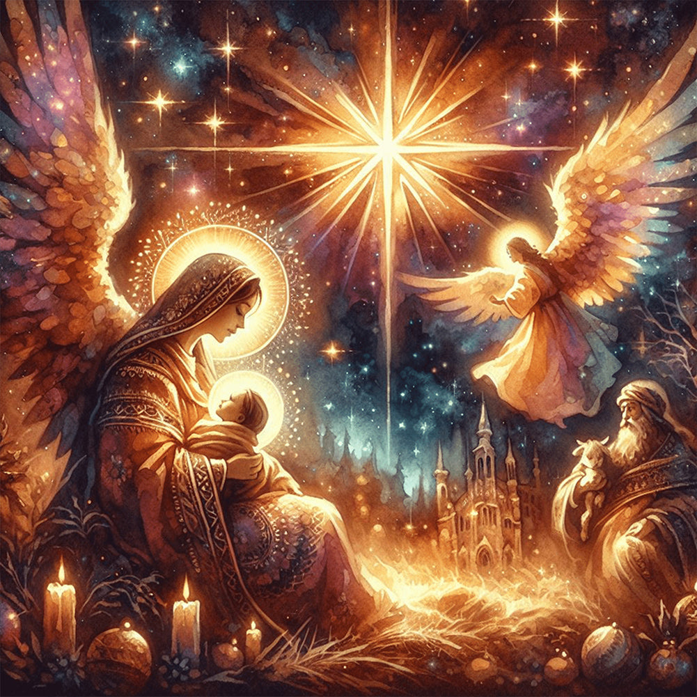 Diamond Painting - Full Round - Jesus and the Virgin (30*30CM)