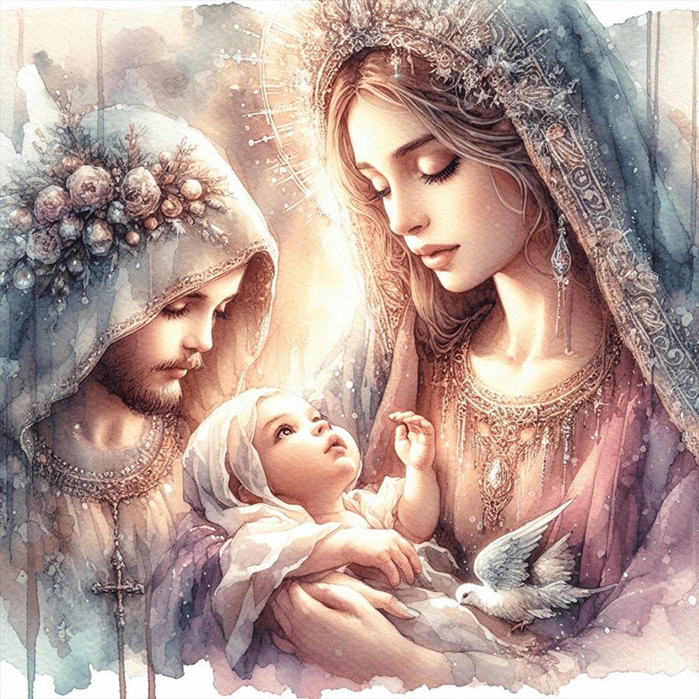 Diamond Painting - Full Round - Jesus and the Virgin (30*30CM)