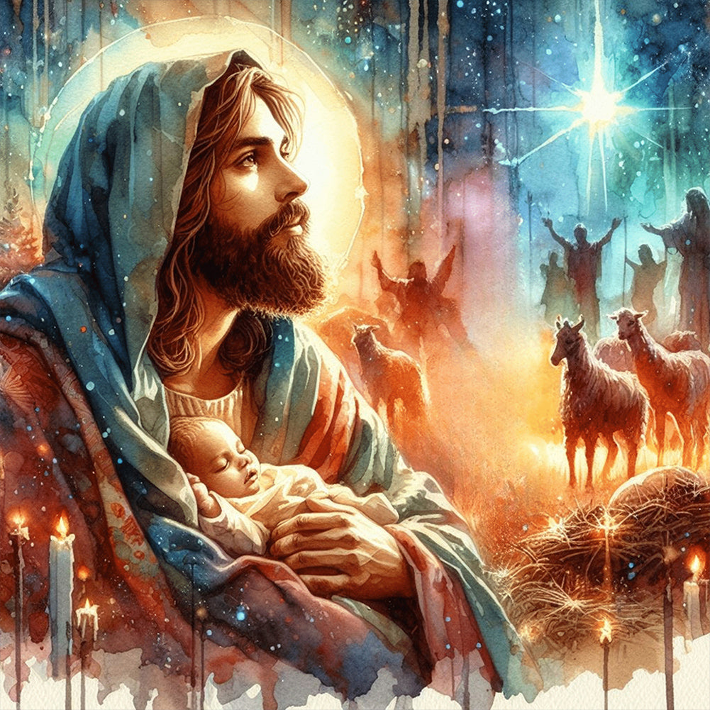 Diamond Painting - Full Round - Jesus and the Virgin (30*30CM)